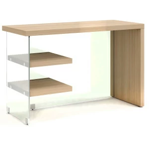 Письменный стол деревянный с полками и стеклянной опорой "Клак" GRAUM  303992 Бежевый