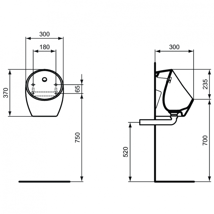 E189401 MINI Waterless Безводный писсуар Ideal Standard SPHERO - Вид №3