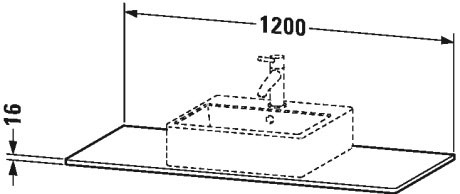XS060F04949 Консоль XSquare #XS060F 1200 x 550 мм Графит матовый, декор Duravit - Вид №1