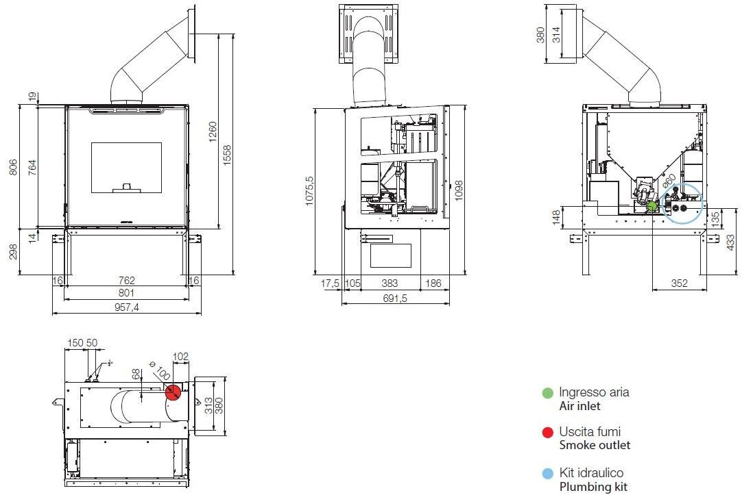Jolly Mec Моноблочный встроенный пеллетный камин Sistemi ad acqua sun-id-1422485 - Вид №2