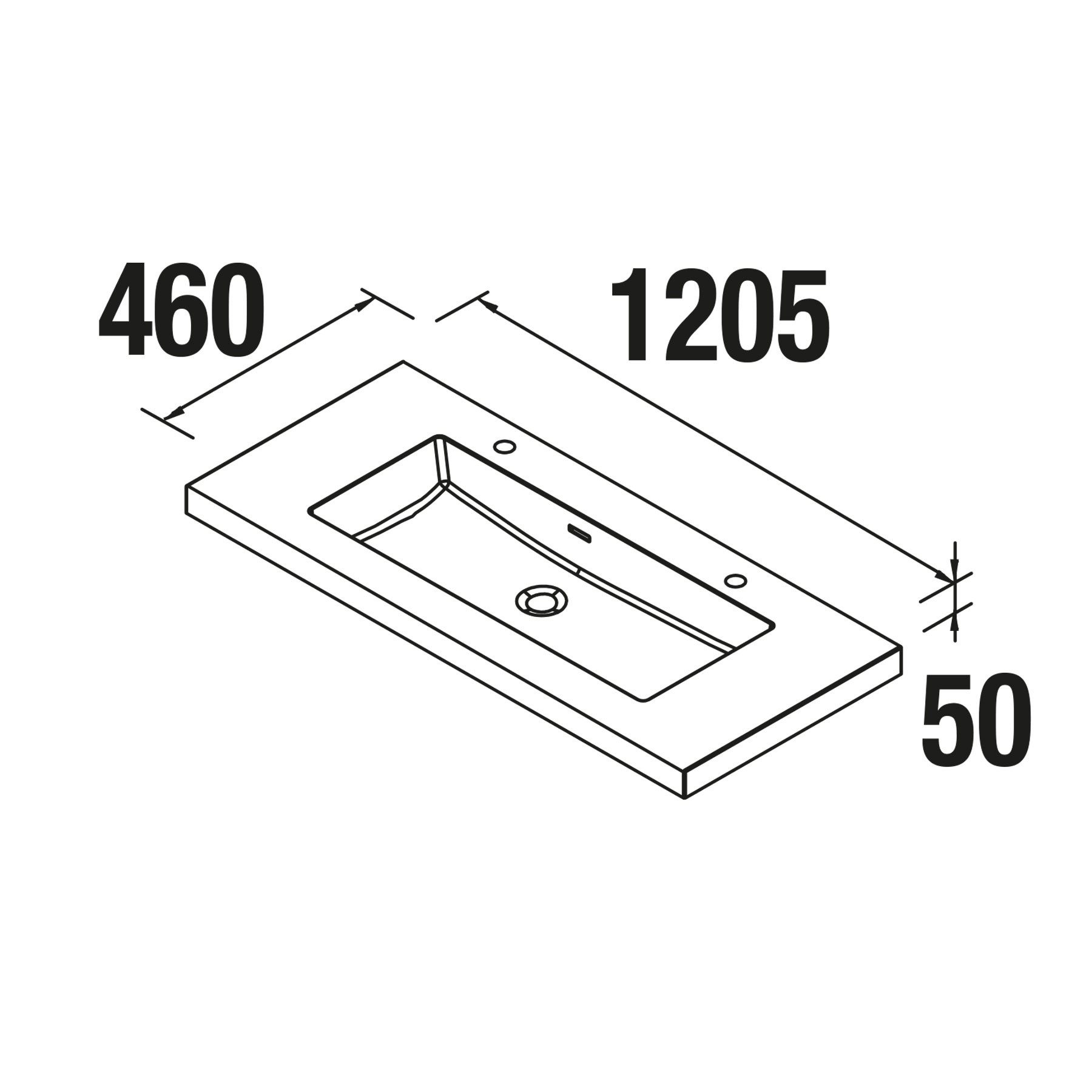 26938 SALGAR Раковина TOSCANA 1200 1 мойка и 2 смесителя WHITE MINERAL LOAD 1205 x 50 x460 мм - Вид №2