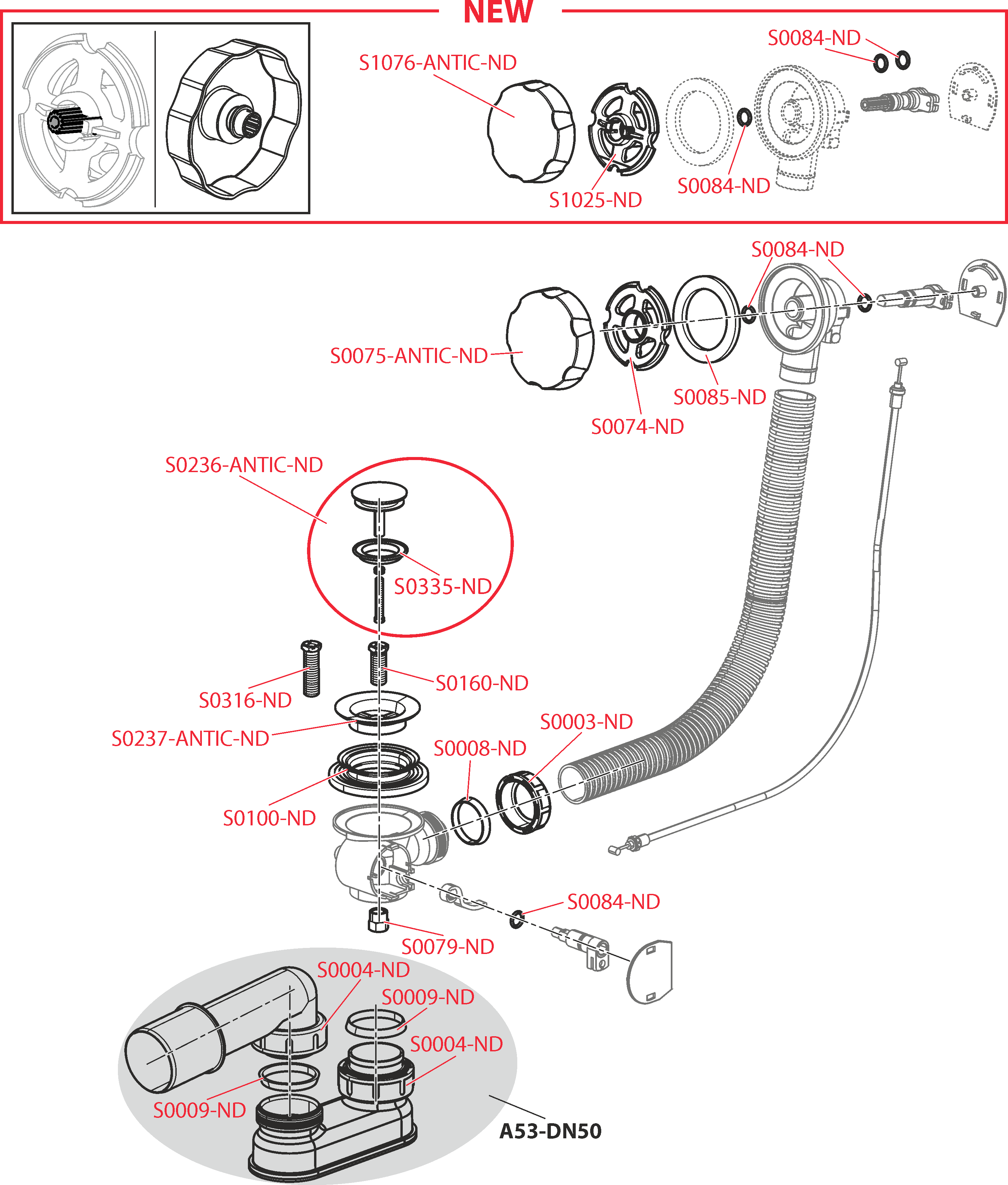 Сифон для ванны автомат комплект, бронза-антик ALCAPLAST A55ANTIC - Вид №1