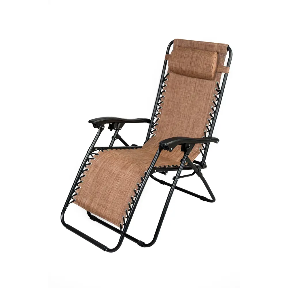 Шезлонг складной GreenGard Бриз 100x63x97 см сталь/ ткань черный/бежевый STLM-2131635 - Вид №1