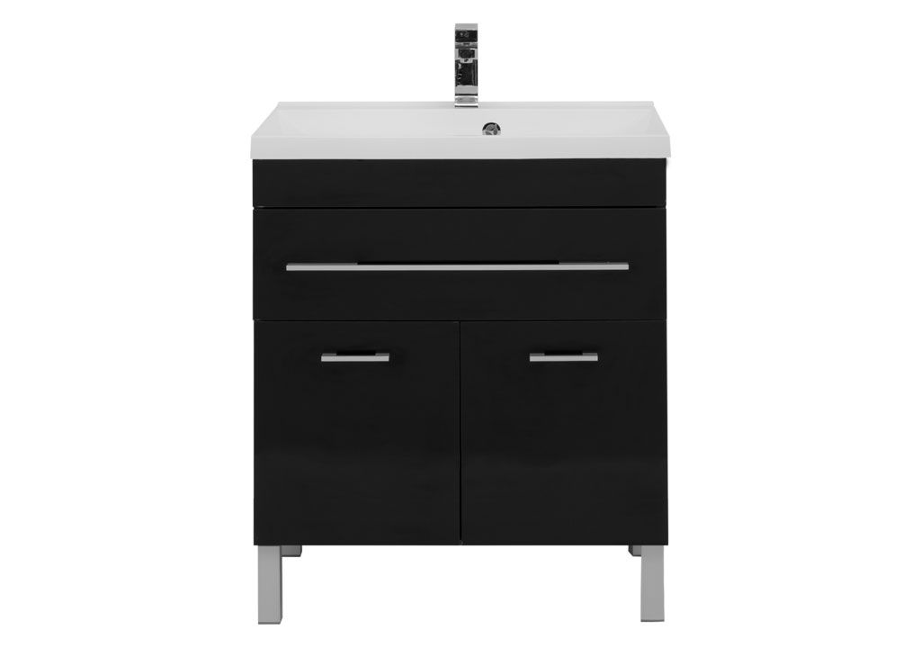 Тумба с раковиной Aquanet Верона NEW 75 черный (напольная 1 ящик 2 дверцы) 0018270700204118 - Вид №2