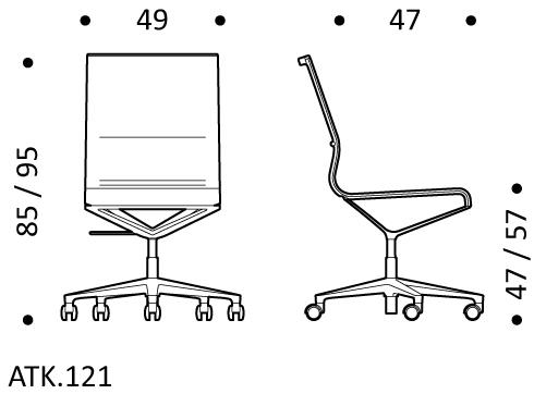 ICF Поворотный офисный стул из ткани с 5 спицами и подлокотниками Stick chair sun-id-1349929 - Вид №5