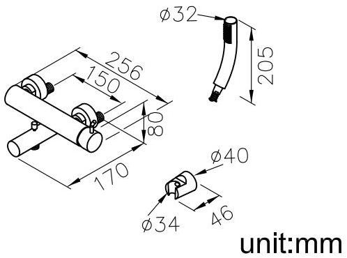 JUSTIME Смеситель для ванны настенный на 3 отверстия из хромированной латуни с ручным душем Simple 6768-94-81cp - Вид №2