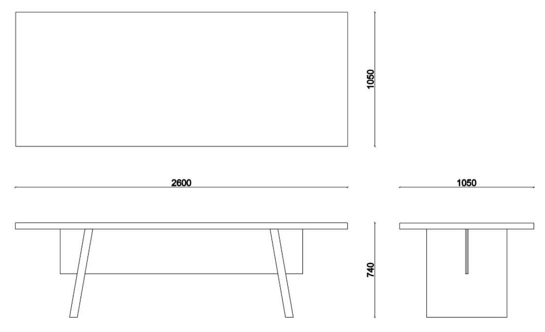 Прямоугольный стол из черного дуба Falsasquadra Альберико ARCH-00128708