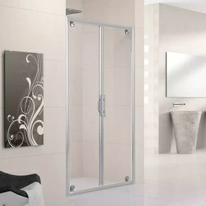 Двери в нишу 90 см LUNES B Novellini LUNES с серебристым профилем