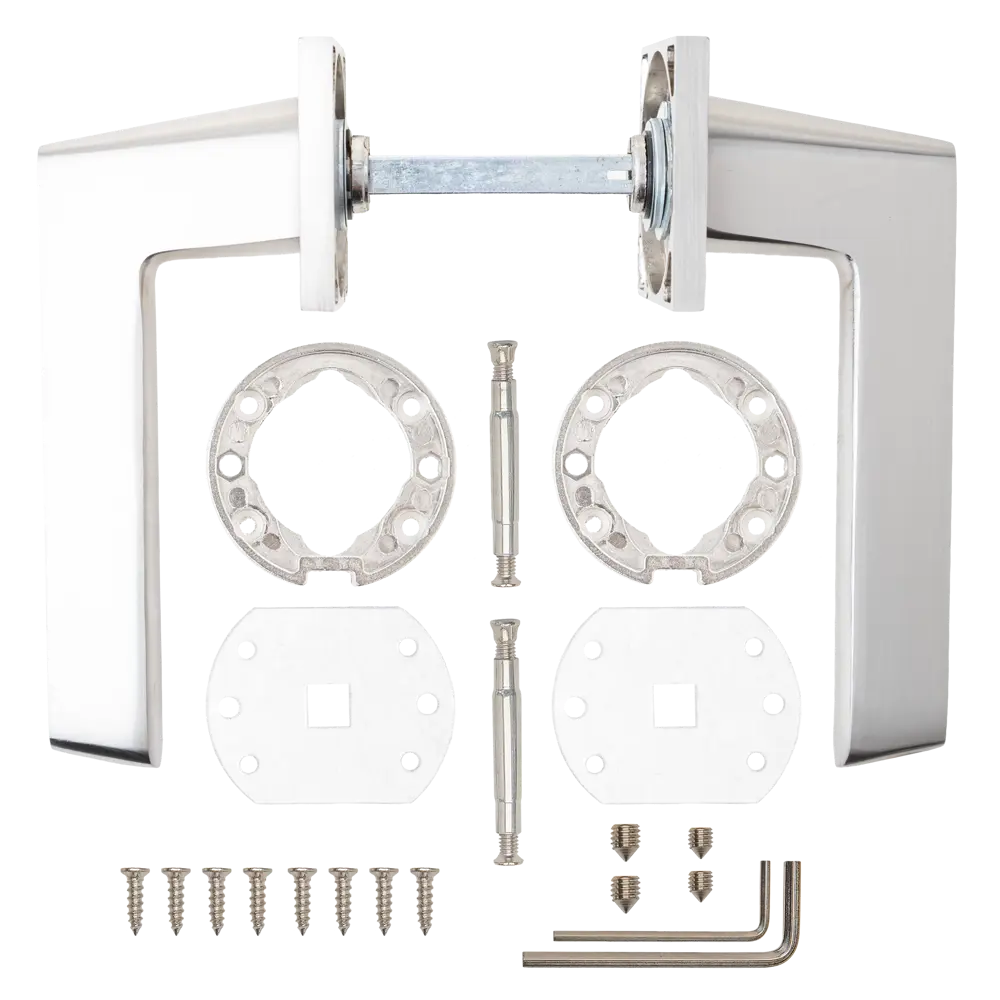 Дверная ручка на розетке Armex H-30118-A без запирания цвет никель/черный STLM-2203613 - Вид №2
