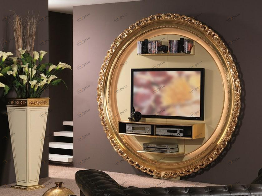 Vismara Design Тумба под ТВ из лакированного дерева с системой прокладки кабелей Classic sun-id-1402909