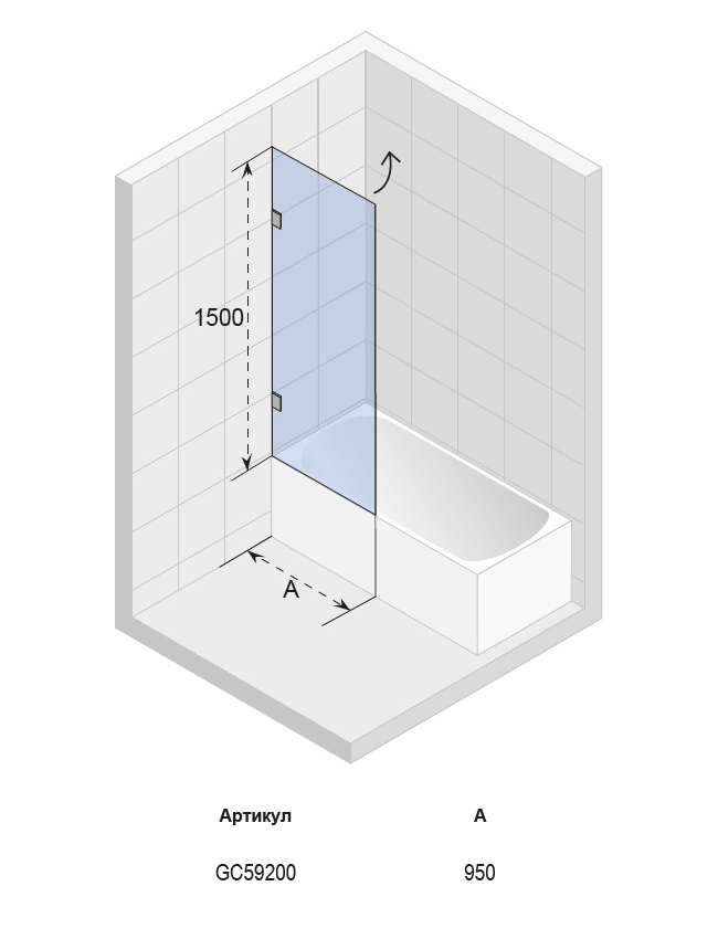 GC59200 Душевое ограждения на борт вынны Santreyd Чехия  - Вид №1