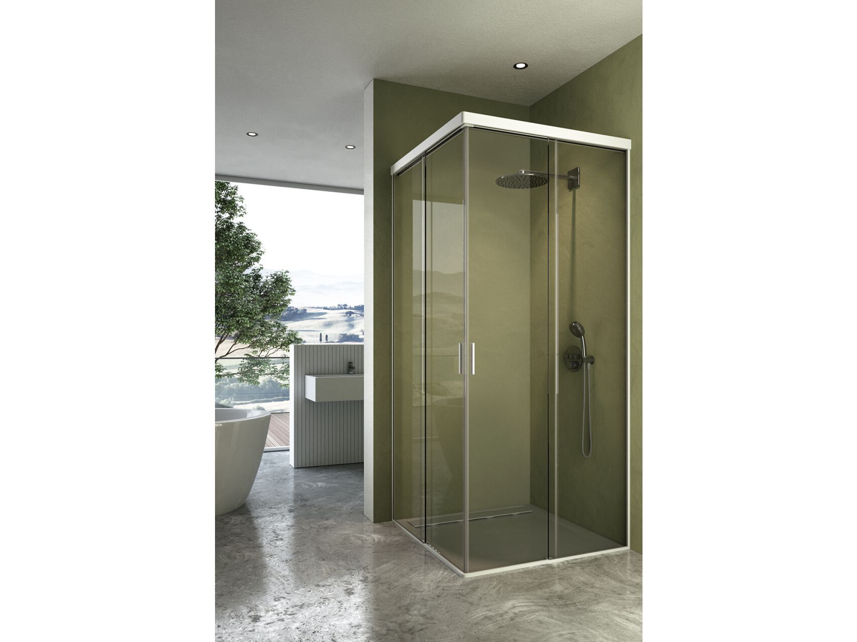 Стеклянная угловая квадратная душевая кабина с раздвижной дверью Saint-Gobain - Logli Doccia50 ARCH-00128363
