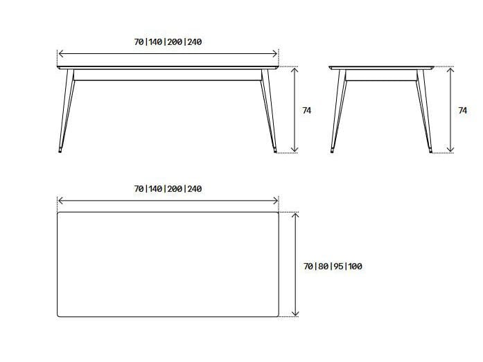 Прямоугольный обеденный стол из стали и дерева Tolix T55 / 56 ARCH-00005311 - Вид №1