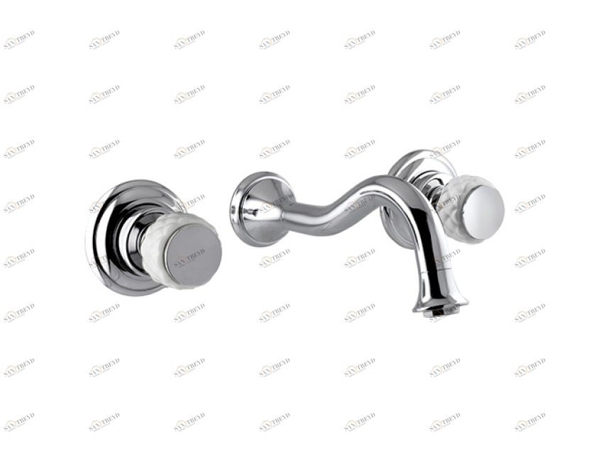 065533.000.50 Настенная раковина с тремя отверстиями из белого фарфора Яркий хром Mestre 