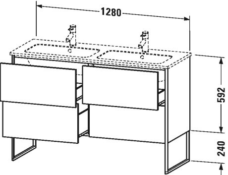 XS444904949 XSquare Тумбочка напольная Графит матовый, декор Duravit - Вид №1