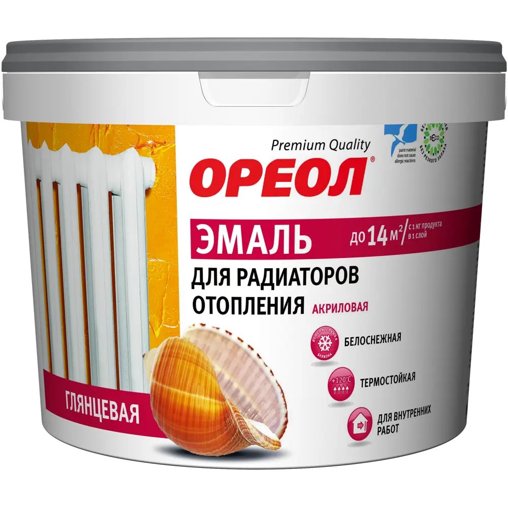 Эмаль акриловая для радиаторов отопления Ореол термостойкая глянцевая 2.5 кг 84439750 STLM-2158397  - Вид №1
