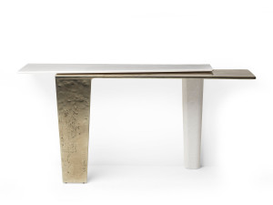Прямоугольная консоль из мрамора и алюминия