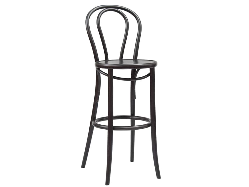 Высокий деревянный табурет с подставкой для ног со спинкой TON N° 18 ARCH-00051565