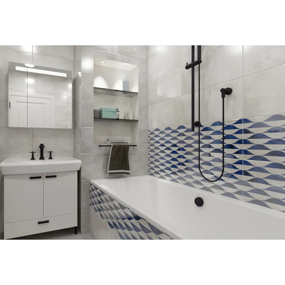 Керамическая вставка Нефрит-Керамика Эни 30x60 см светло-серо-синяя 89232620 STLM-0945311 - Вид №6