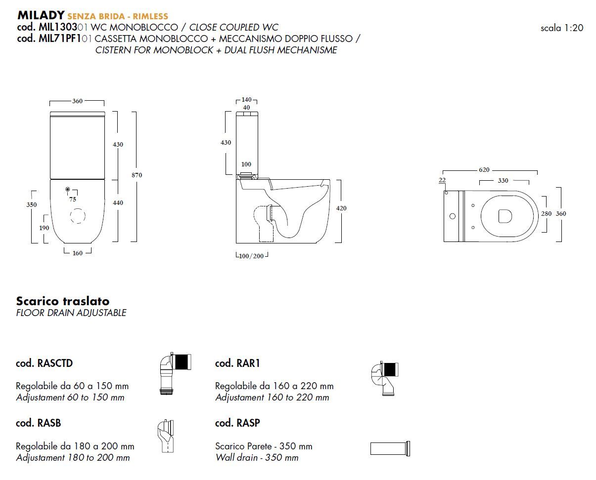 Цельный туалет в напольном стекле Olympia Ceramica Milady ARCH-00135561 - Вид №4