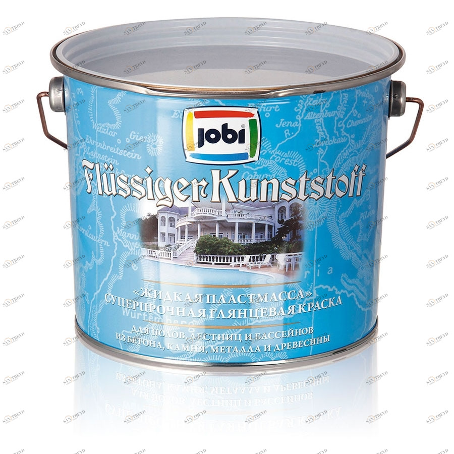 Эмаль Jobi Flussigerkunststoff (ФлюсcигерКунстштоф) 0,9л светло-серая 5880