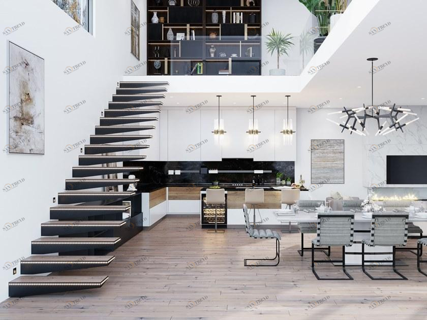 Siller Treppen Прямая консольная лестница из стали со светодиодами Cubus sun-id-1486777