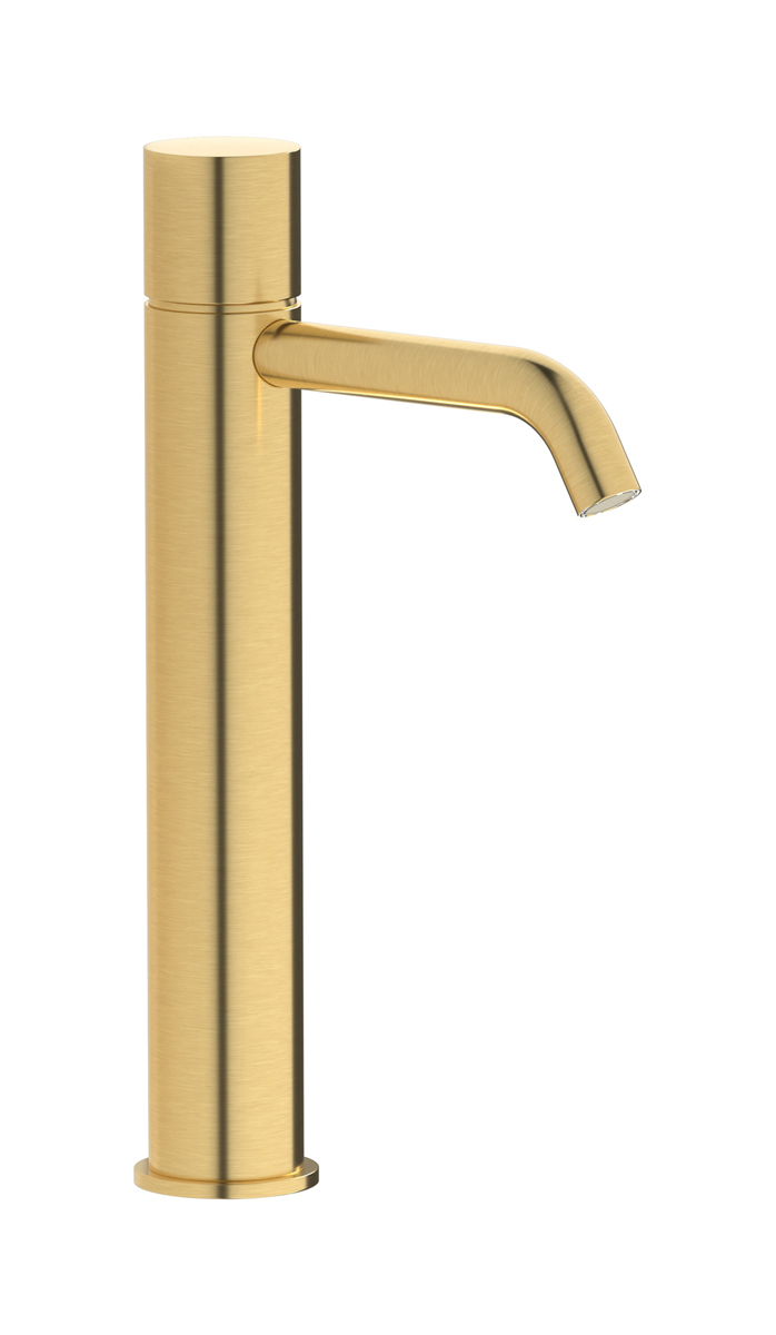 Высокий смеситель для раковины на 1 отверстие в комплекте с донным клапаном WE ARE IB rr202os Brushed Gold Brera