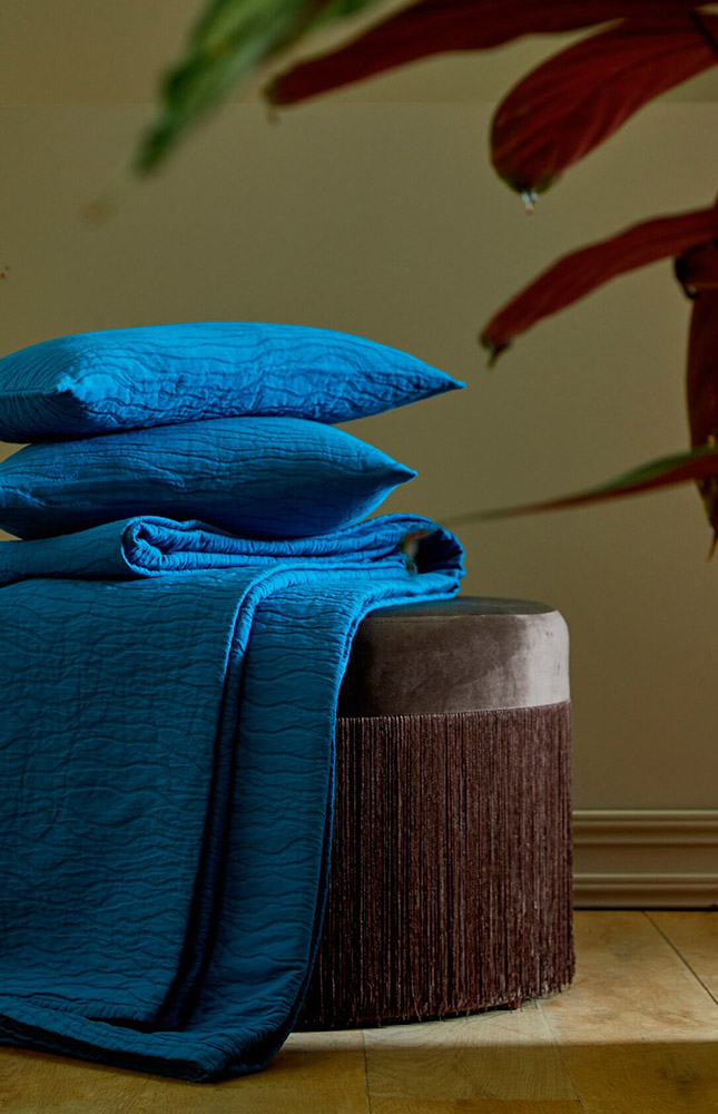 RACINES_BP_240 покрывало 240/260 синий хлопок пике Blanc des Vosges Santreyd 