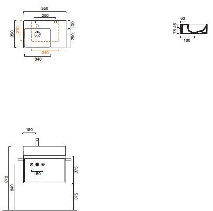 155dzeup00-155szeup00 Подвесная раковина настенная овальная CERAMICA CATALANO VERSO белая - Вид №5