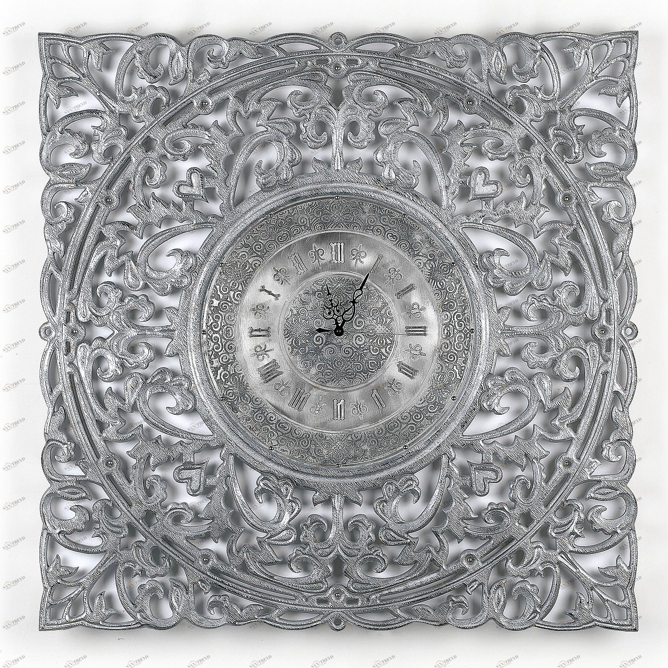 Часы настенные квадратные серебро с черным Vintage IN SHAPE VINTAGE 00-3860074 Серебро