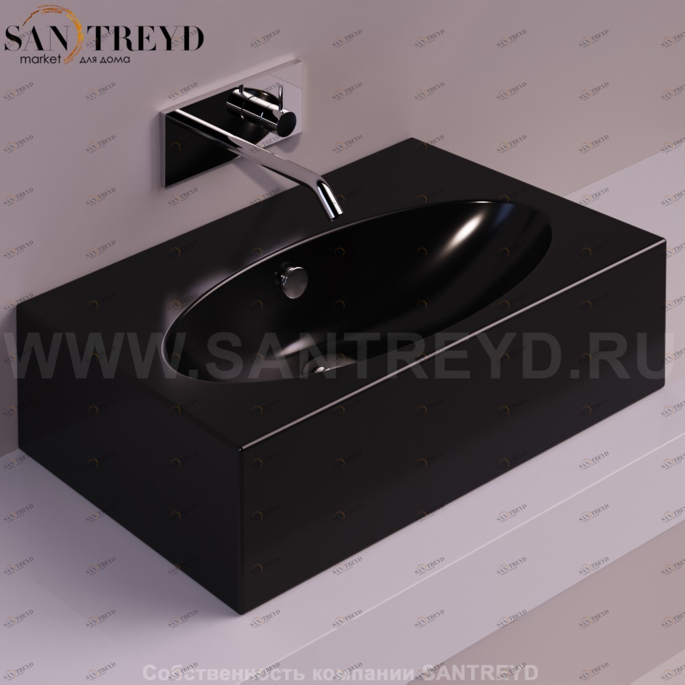 LFT54NERO Подвесная раковина настенная прямоугольная Simas LFT Spazio черная