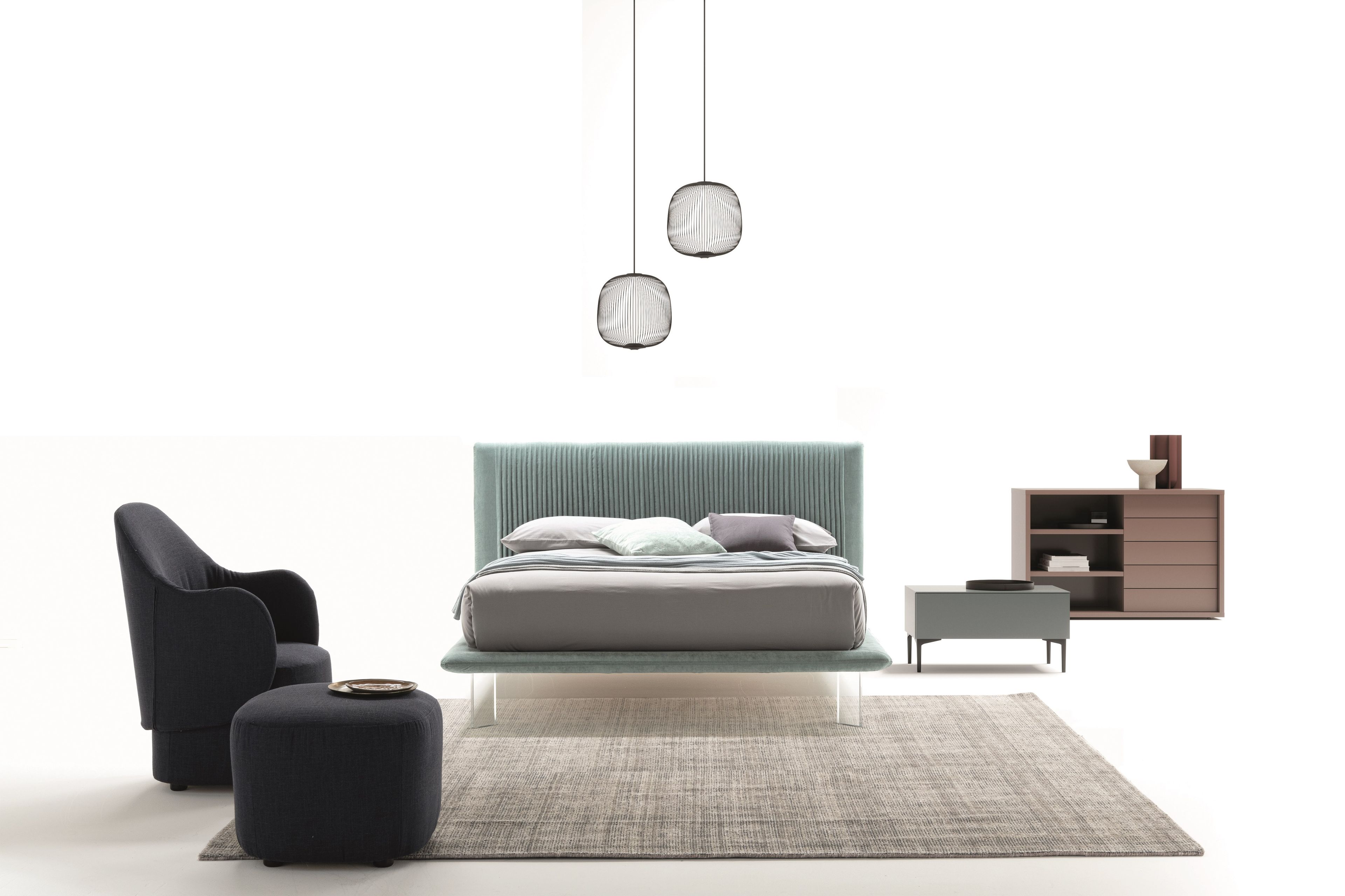 Двуспальная кровать из ткани с мягким изголовьем Dall'Agnese PLISSÉ ARCH-00133916 - Вид №1