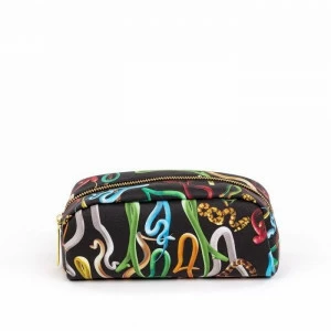 Косметичка кожаная 9х20,5 см черная Snakes SELETTI  00-3882487 Черный