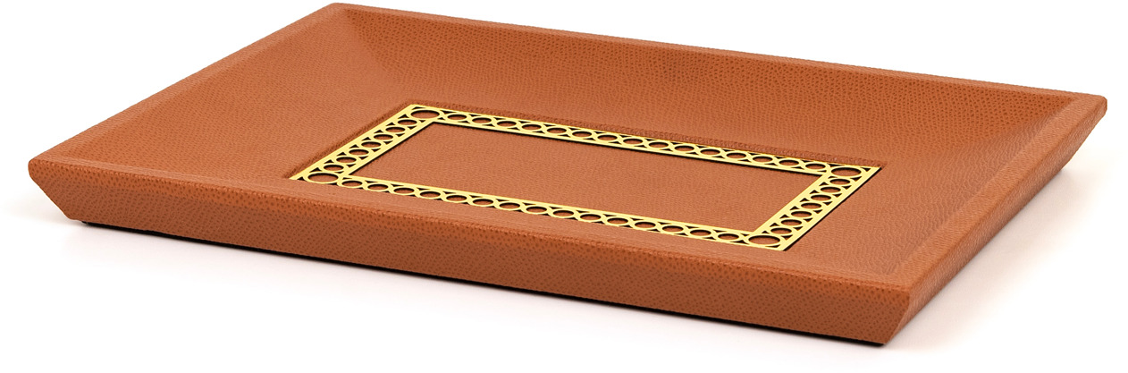 Прямоугольный поднос для мелочей Aston - 28X20,5 см / металлическая отделка_хром / ари-кожа_черный