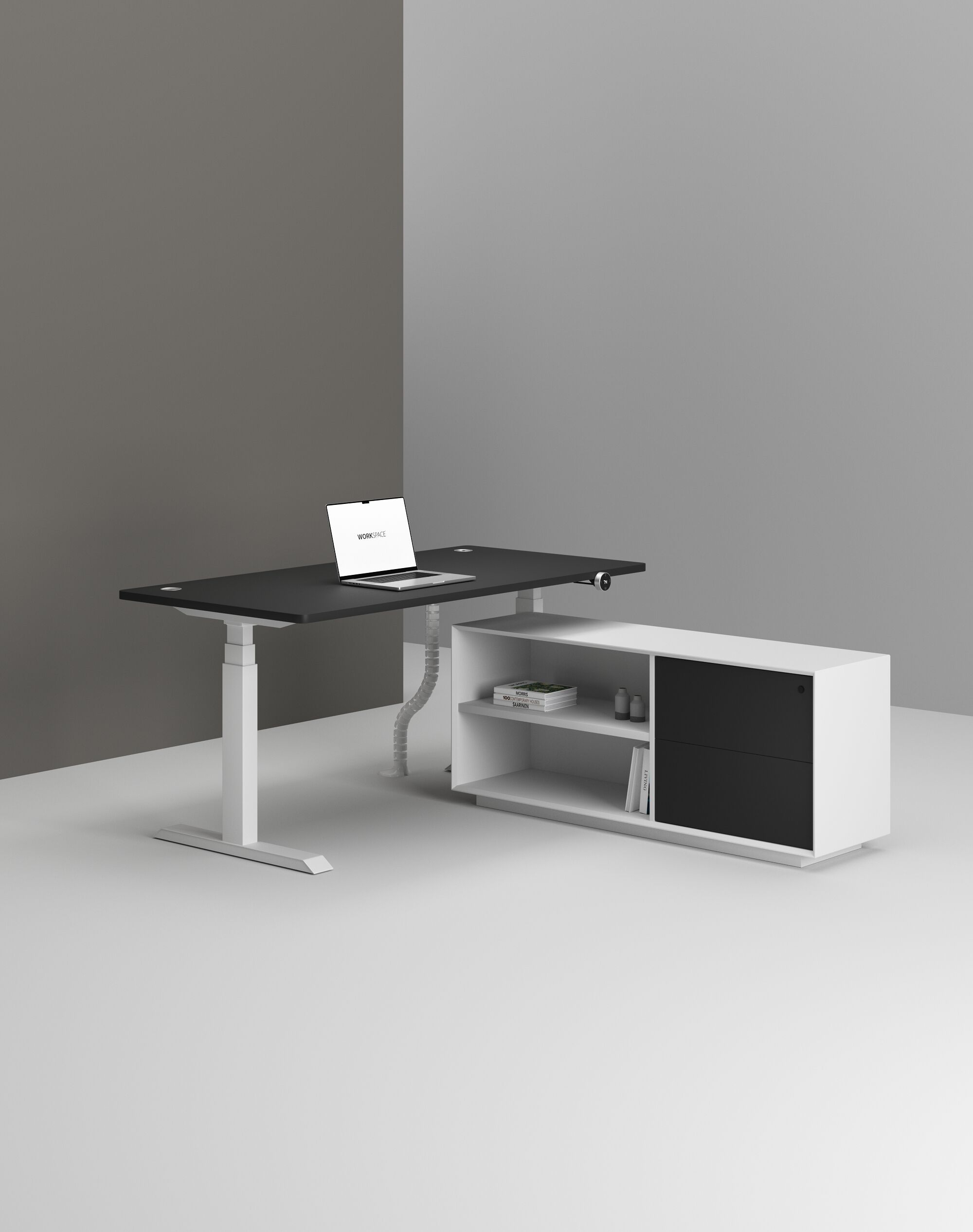 Деревянный регулируемый по высоте угловой стол со встроенной полкой WORKSPACE MAX PRO DUAL MOTOR ARCH-00146702 - Вид №5