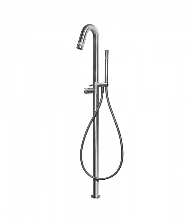 70534 / D Напольный смеситель для ванны из матовой нержавеющей стали 316 с душевым комплектом и прогрессивным картриджем. Bongio Time2020 70534/D