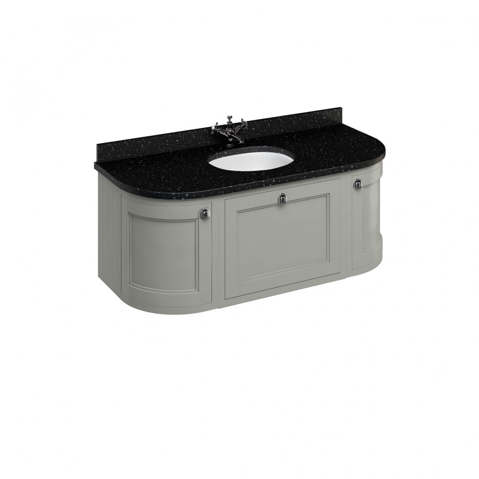 Тумба со столешницей 134 см, подвесная, цвет тёмно - оливковый [FW4O + BB13] Classic Burlington FW4O, BB13 1340 x 550 x 510 - Вид №1