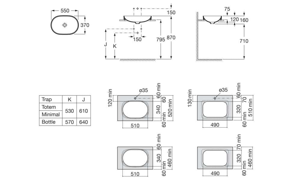 Керамическая раковина с одним полукругом Roca Inspira ARCH-00110732 - Вид №4