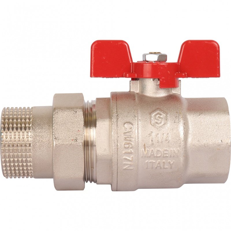 Кран шаровый STOUT ВН 1"1/4 с американкой бабочка красная SVB1007000032 - Вид №2