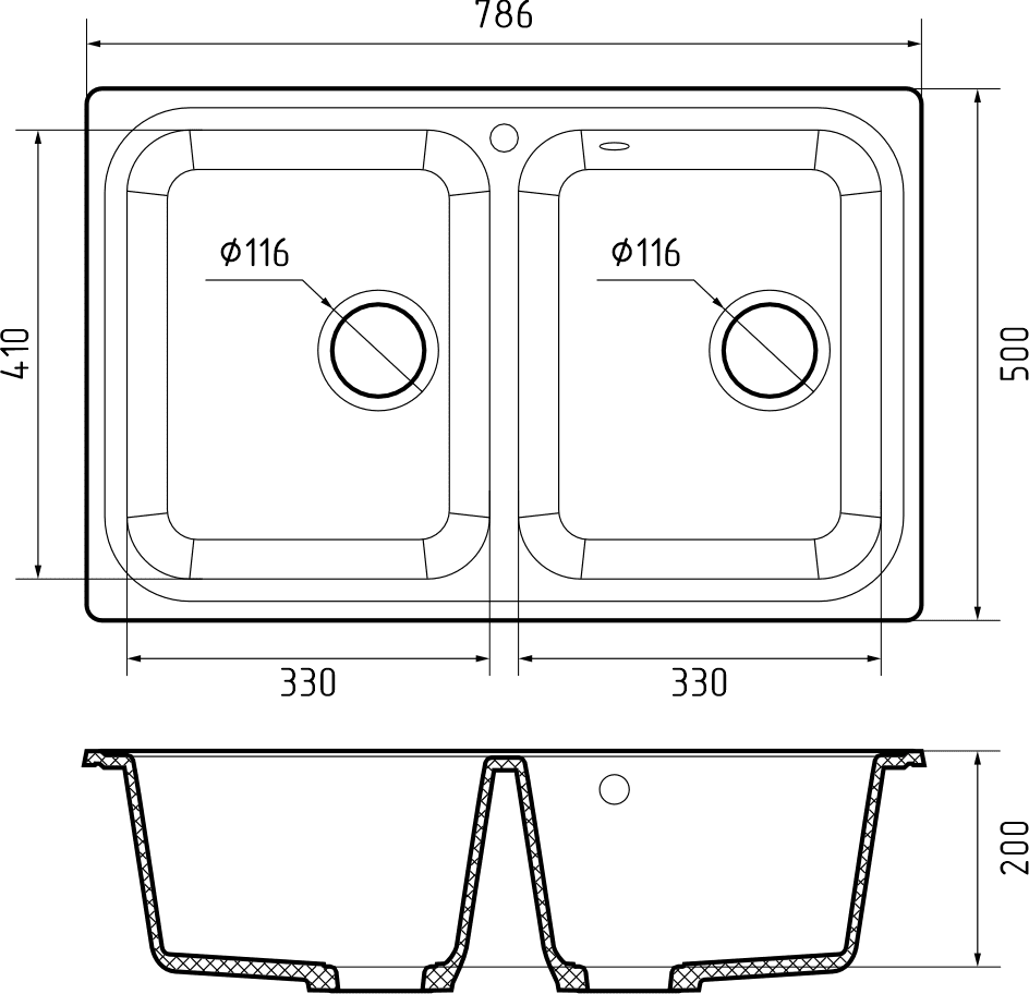 Кухонная мойка Искусственный камень STANDART S139 GranFest S-780K-S139 - Вид №1