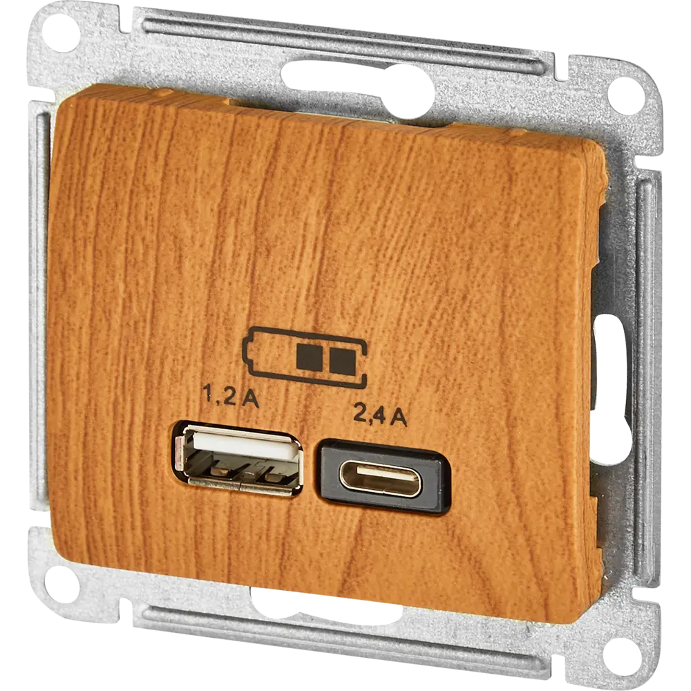 Розетка USB A+С встраиваемая Systeme Electric Glossa цвет дуб STLM-2124243 - Вид №1