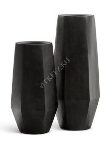 41.3321-08-048-BLCK-075 Кашпо  Effectory - серия Crystal - Высокий многогранник - Антрацит Цветочная коллекция
