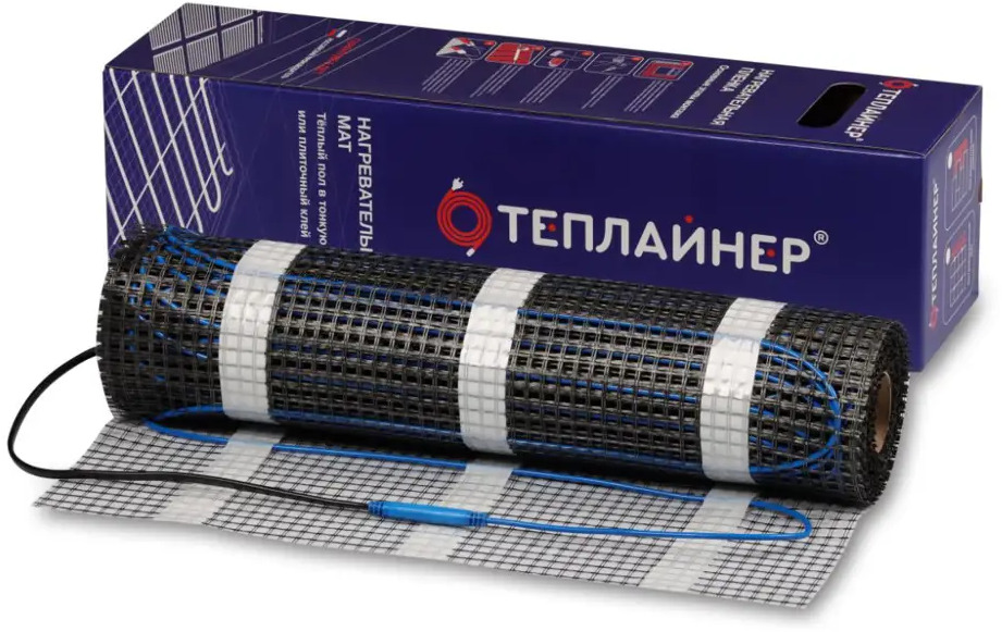 93408439 Нагревательный мат для теплого пола Теплайнер 8 м2 1280 Вт с механическим терморегулятором ТР310 STLM-0546995