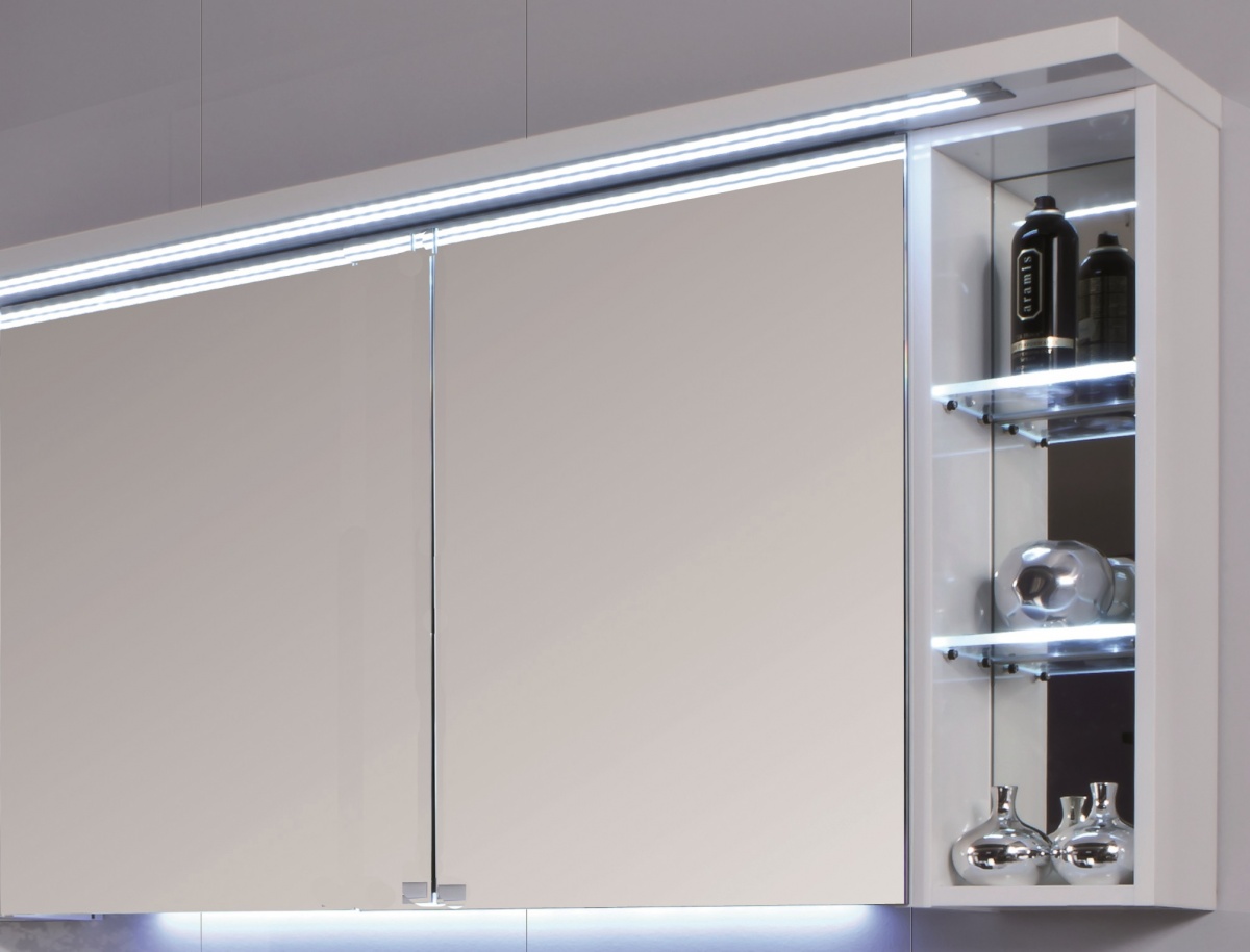 S2A43926R(169) Puris Crescendo, зерк. шкаф (2 двери) c LED подсветкой 900 мм правый, цвет серый структурный