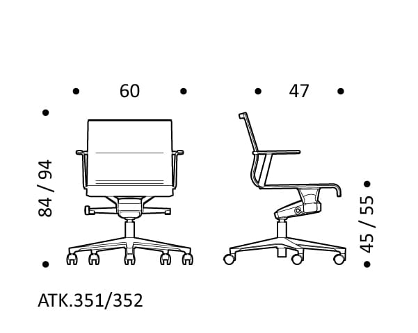 Поворотный сетчатый офисный стул с подлокотниками 5 спиц ICF Stick Chair ARCH-00076552 - Вид №5