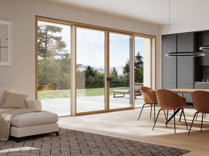 Минимальное деревянное окно-алюминий