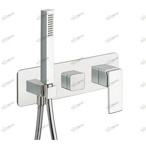 CRIQS602 Внешние части смесителя для ванны и душа для CRICS100 (правая сторона) - CRICS101 (левая сторона) с переключателем на 2 выпускных отверстия, ручным душем с защитой от известкового налета, гибким шлангом LONG LIFE Cristina Rubinetterie 