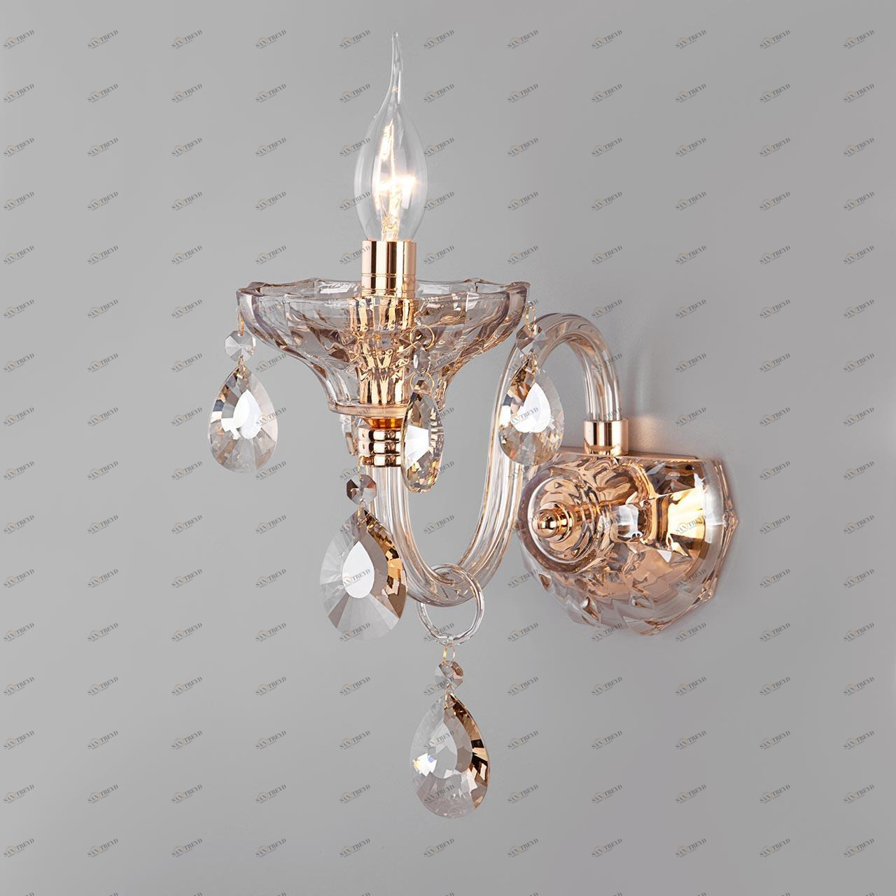 Бра хрустальное золотое Lecce Strotskis 310/1 BOGATES СВЕЧА 00-3930343 Золото;прозрачный 