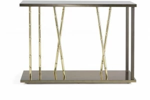 ETRO Home Interiors Прямоугольная консоль из эвкалипта и металла Taxila E.tax.521.a