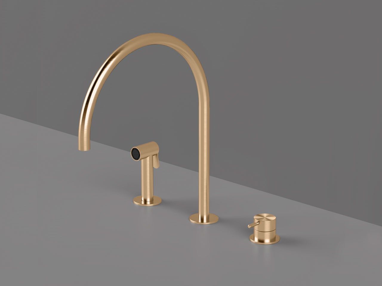 Смеситель для кухни с 3 отверстиями из нержавеющей стали со съемным ручным душем Radomonte TOKI ARCH-00127260 - Вид №10